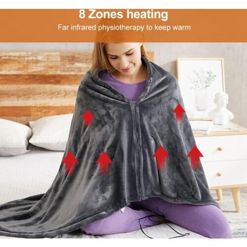 Usb Heated Warm Shawl Electric Heating Plush Throw Blanket Heated Cape Heating Lap Blanket Coral Flannel Heated Blanket