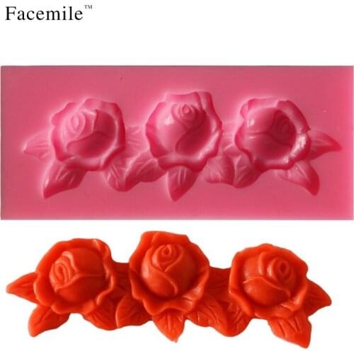 THREE ROSES Silicone 3D Gift Non-Stick Cake Decoration Fondant Biscuit Gift Soap Chocolate Gift 50-221