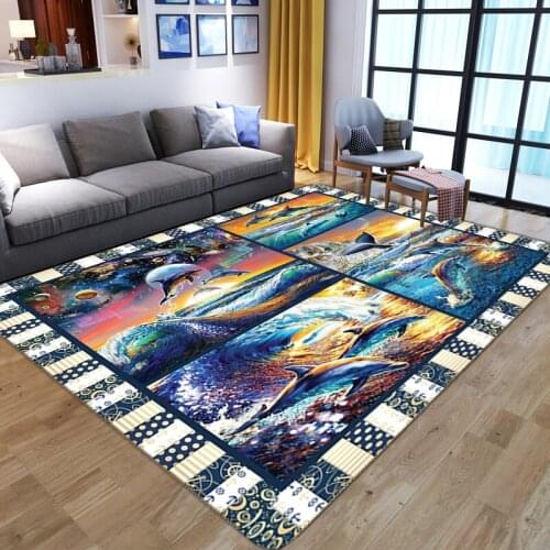 Gorgeous Dolphin printed Carpet Kids Room soft Flannel Sponge Floor Mat Cute Crawling Play Mat home washable Bedside sofa Carpet