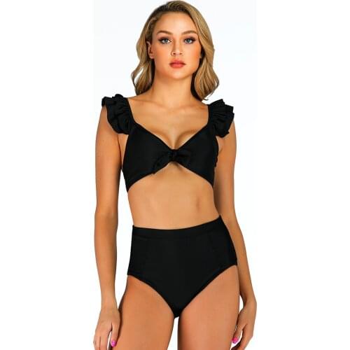Spring and Summer Womens Split Bikini Triangle High Waist Flashing Swimsuit Suit