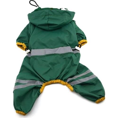 Pet Dog Raincoat Reflective Waterproof Clothes High Neck Hooded Jumpsuit For Small Big Dogs Rain Cloak Golden Retriever Labrador