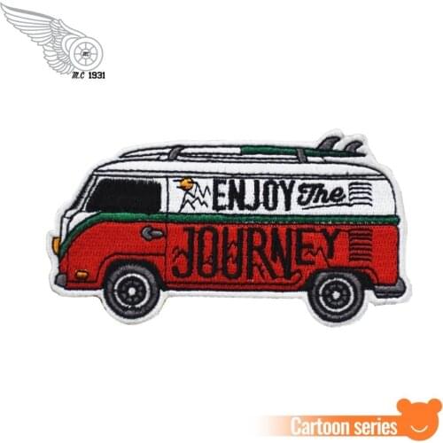 Journey Bus Embroidered Patches For Clothing DIY Style Car Pattern Decoration