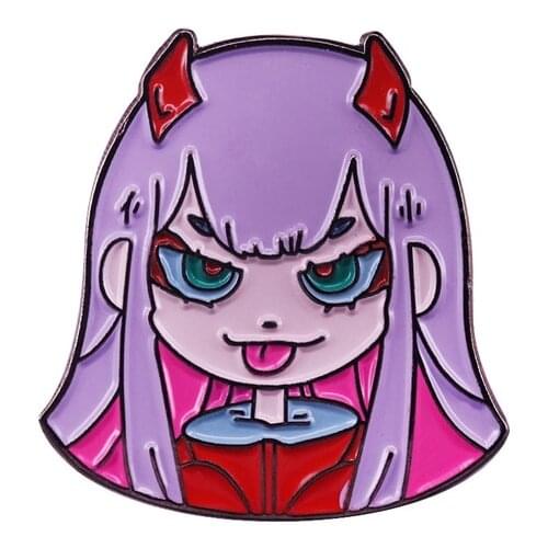 Hot Sale DARLING In The FRANXX Enamel Pin Funny ZERO TWO 02 Anime Girl Cartoon Metal Brooch Pin Button Fans Gift Anime Jewelry