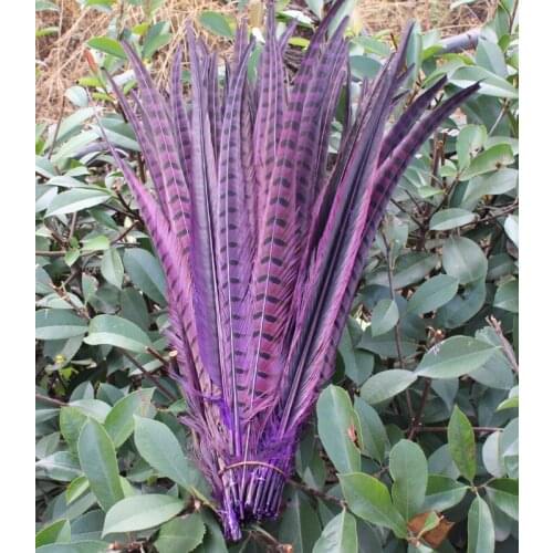 100pcs 30-35cm dyed purple Natural real pheasant tail plumage feather bulk sale for home party wedding table decoration