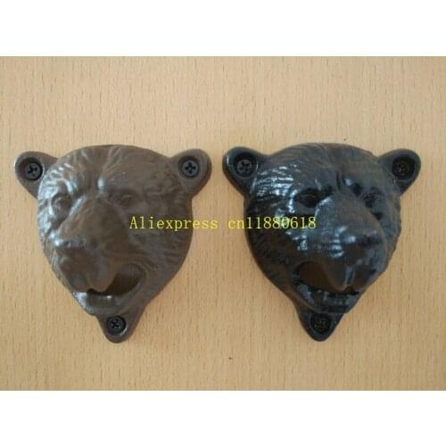 100pcs/lot Fast shipping Cast iron bear shaped Wall Mounted Beer Opener bottle Bar Kitchen cap open tools