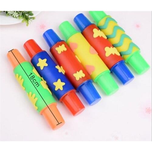 18cm DIY Flowers Decoration Roller Brush Seal Kids Toys Plasticine Model Rolling Pin Ntelligent Plasticine Clay Mold Tool Random