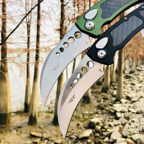 2021 New Micro Technology Eagle Grasp Foldknife Aerial Aluminum Handle Blade 204P Survival Camping Self-Defense EDC Tool