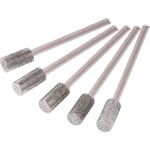 5Pcs Diamond Coated Cylindrical Burr 4mm Chainsaw Sharpener Stone File Chain Saw Sharpening Carving Grinding Tools Drop Ship