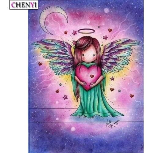 5D Diy Diamond Painting Heart Angel Girl Picture By Number Full Diamond Mosaic Embroidery Cross Stitch Rhinestones Home Decor