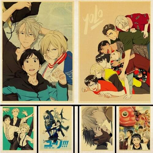 Anime Poster YURI!!! on ICE Canvas Painting Retro Style Nordic Wall Art Posters And Prints Pictures Modern Bar Living Room Decor