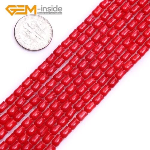 3x5mm 3.5x4mm Red Pink White Color Tulip Flower Shape Coral Beads For Jewelry Making DIY Strand 15 inches Loose Beads Wholesale