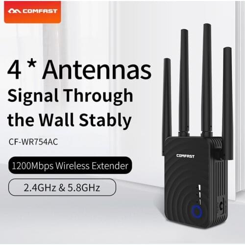 Comfast 1200M Wifi Repeater 4*2dBi Antenna Dual-Band Wireless Signal Extender Repeater/Router/AP 802.11ac Gigabit WiFi Amplifier