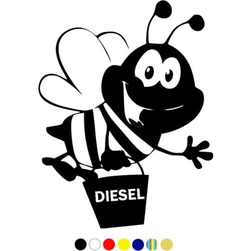 CS-1112#10*13cm Bee with Diesel funny car sticker vinyl decal silver/black for auto car stickers styling