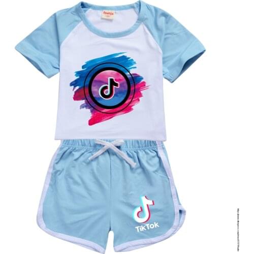 Kids 3D Clothes Tik Tok Boys Cartoon Outfits Baby Girls Summer Tees Suits 2-15 Years Children Clothing T-shirt + Shorts