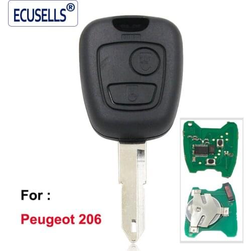Transponder Remote Key Fob 2 Button 433MHz With Chip ID46 +Uncut Blade for Peugeot 206