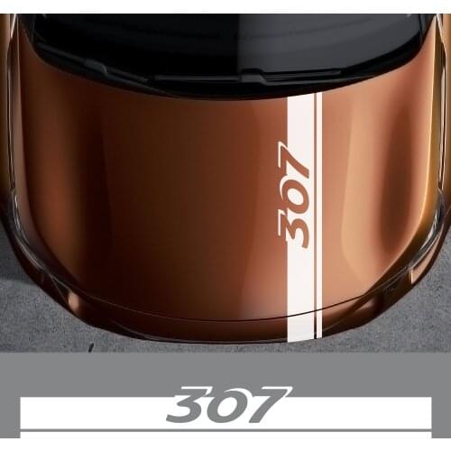For Peugeot 307 Auto Engine Bonnet Decoration Car Styling Hood Stripe Sport Stickers Cover Trim Graphic Vinyl Decals Accessories