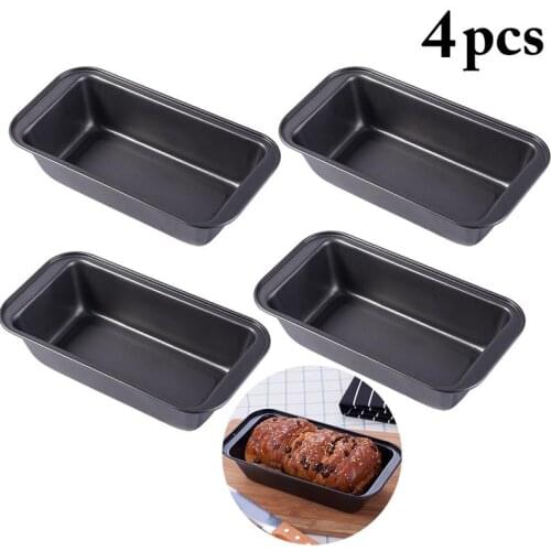 Kapmore 4Pcs/Set Solid Color Bread Pan Non-Stick Creative Rectangular Cake Baking Pan Baking Tray DIY Baking Tool