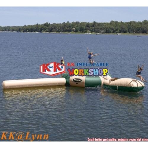 Commercial Large Floating Inflatable Water Trampoline With Slide And Launch Blob Combo