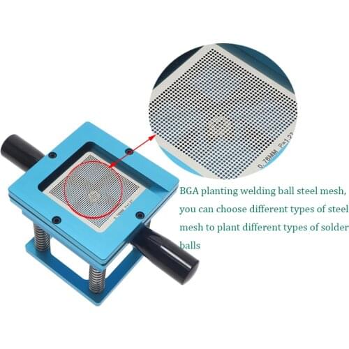BGA reballing kit 90mm Aluminium alloy mesh BGA reballing station with hand shank BGA Universal Stencil + 10pc BGA solder ball