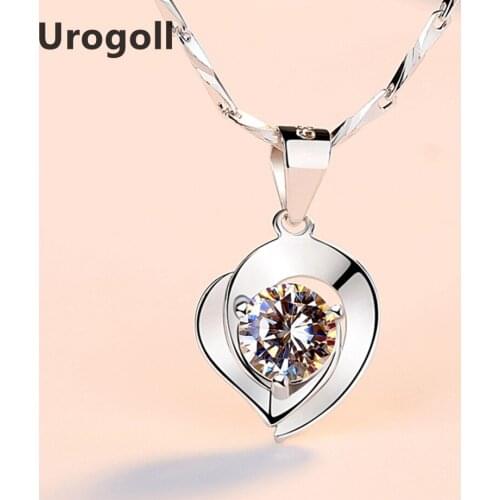 Trendy Fine Jewelry Heart Necklaces For Women Anniversary Jewelry Genuine Silver 925 Jewelry Gift AAA Zirconia Pendant Necklace