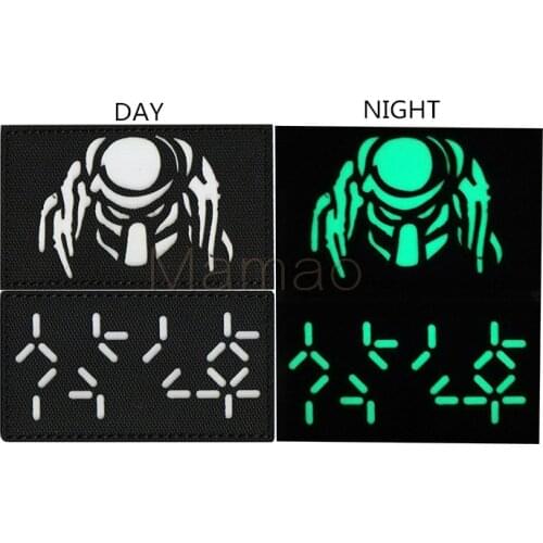 2 piece set Glow Dark Reflective IR Patch Predator Bomb Countdown Military Applique Emblem Patch Hook Patches badge
