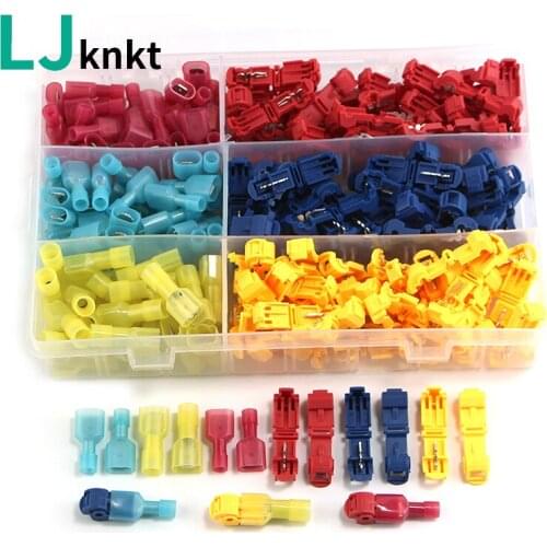 60/90/150pair set Break Free Line Main Line Branch Wiring Clip T Type Connecting Clip Combination Boxed Terminal 120/180/300pcs