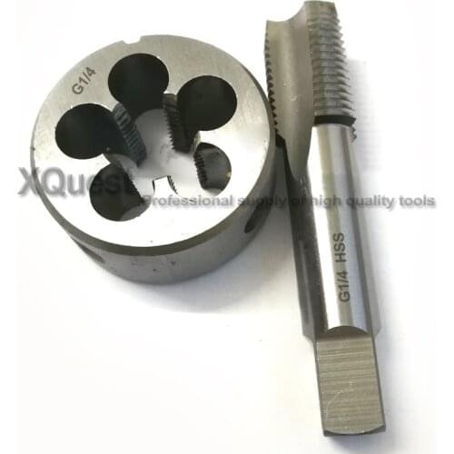 XQuest PIPE Thread Tap and Die set G1/8 G1/4 G3/8 G1/2 Straight Pipe screw thread taps Round Dies G 1/8-28 1/4-19 3/8-19 1/2-14