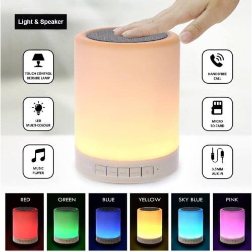 Portable Bluetooth Speaker Player Touch Pat Light Wireless Speaker Colorful LED Night Light Bedside Table Lamp for Better Sleeps