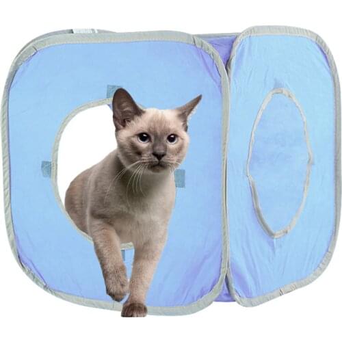 Portable Folding Cat Cube Funny Collapsible Pop-up Cat Tunnel Toy Cat Tent Cat Bed Easy Operation Puppy Play House for Kittens