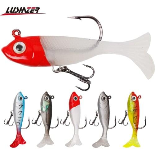 LUSHAZER T Tail Fish jig wobbler 7g 4 cm Fishing Lure Lead Head Hook soft Lure Lures Bass Artificial Rubber Baits Fishing Tackle