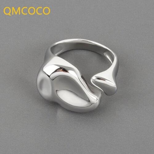 QMCOCO Minimalist 925 Silver Rings For Women New Fashion Water Drop Handmade Birthday Party Finger Jewelry Gifts