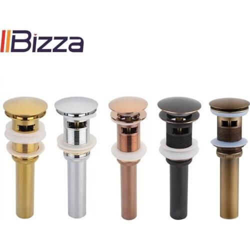 Bathroom Basin Sink Pop Up Drain Brass with & without Overflow Vanity Sink Waste Drainer Chrome Black Antique Gold Sink Stopper