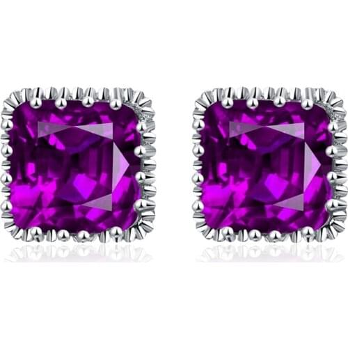 Garilina Silver Color earrings Purple Stones Stud Earrings Fashion Jewelry Womens Earrings 2021 Jewelery Woman Wedding AE2287