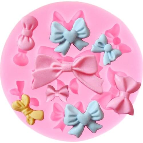 Cartoon Bow Silicone Mold Baby Birthday Cupcake Fondant Cake Decorating Tools Chocolate Gumpaste Molds Candy Clay Resin Moulds