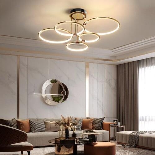 Post-modern Simple LED Chandeliers Ceiling Living Room Lamp Nordic Creative Atmosphere Round LED Chandelier Home Bedroom Lamp