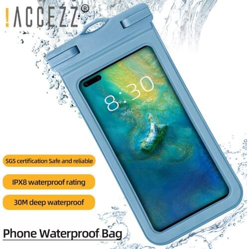 !ACCEZZ IPX8 Waterproof Pouch Bag Dry Case Cover PVC Mobile Phone for Swimming Diving Water Sport Water proof Phone Cases 7.2 in