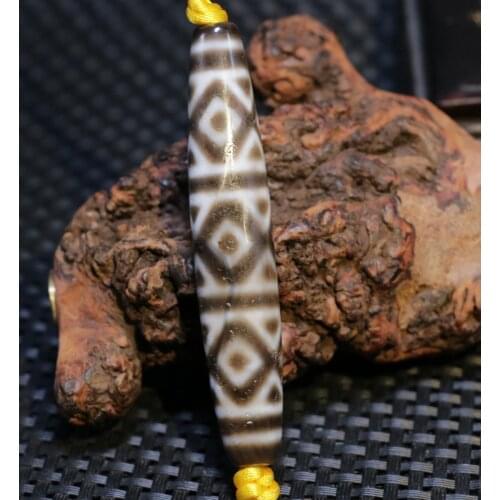 Royal Magic Power Tibetan Old Agate kingkong 9 eye Symbol dZi Bead 78mm Long Pendant Amulet FR AJK Timestown