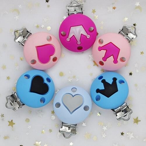 Anti-off Stars Crown Baby Pacifier Clips Nipple Holder Baby Teething Soothie Holder Dummy Clip Perle Silicone Claps Baby Product