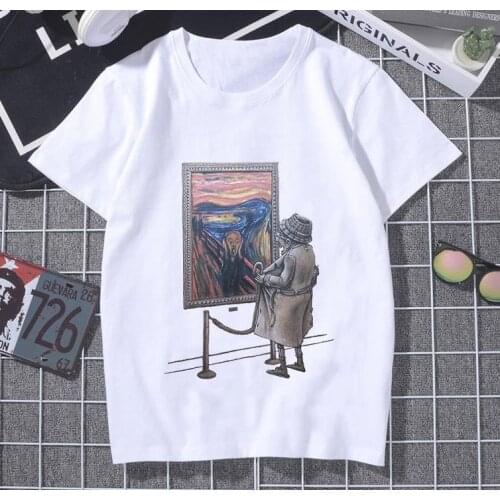 Summer Tops 2019 Harajuku Spoof The Scream Aesthetic Funny Fun Streetwear Female Korea Leisure Fashion Streetwear O-neck T Shirt