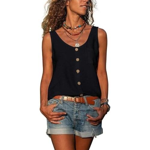 Summer New Color V-neck Vest Button Sleeveless Pocket Tank Top Office Lady Commuter T-shirt Off Shoulder Casual Blouse