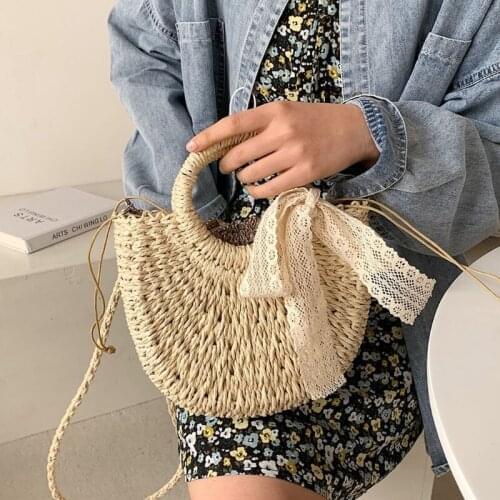 Hobo Womens Straw Beach Tote Bag Woven Summer Bags Bohemian Vacation Casual Handbag Shoulder Pouch for Girls