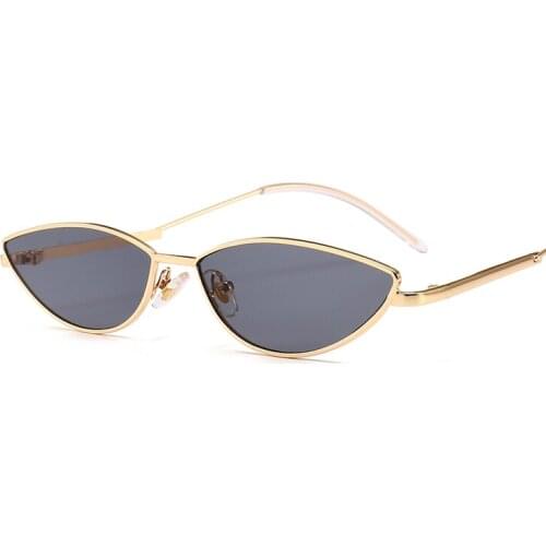 Italy Design Curved Metal Legs Women CE UV400 Narrow Cat Eye Fashion Sunglasses