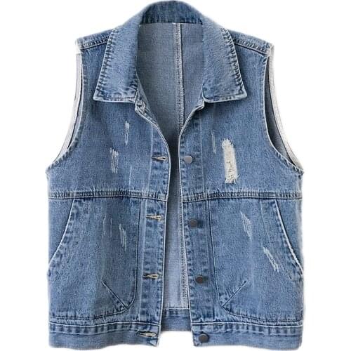 2021 Spring Autumn Denim Vest coat Women Single-Breasted Vintage Jeans Waistcoat Casual Sleeveless Jacket Ladies Loose Tops G940