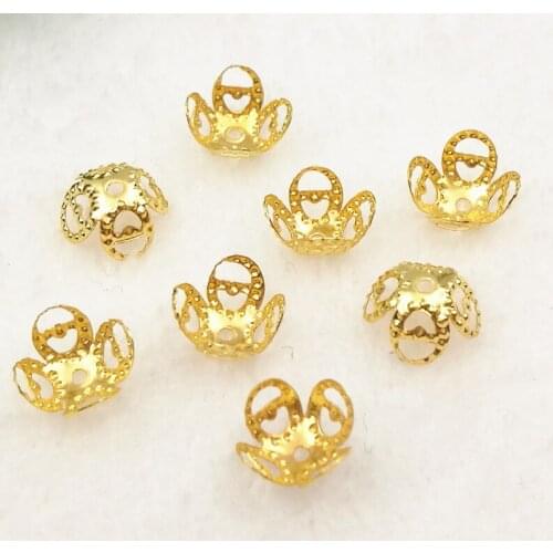 100 pieces/lot 8mm Gold color Metal Filigree Flowers Slice Beads Caps Jewelry Setting DIY Components Findings