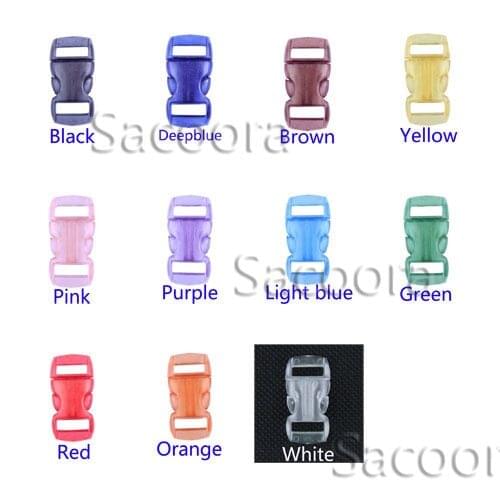 3/8"(10mm)Jelly Clear Colorful Curved Side Release Mini Buckles For Paracord Bracelet/Cat Collars 11pcs/pack