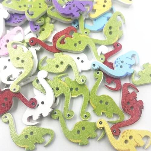 30pc Mix Color Animals Dinosaur kids/ Baby Wood Button DIY Craft Sewing WB766