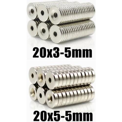 5~300Pcs Neodymium Magnet 20x5 20x3 Hole 5 N35 NdFeB Round Super Powerful Strong Permanent Magnetic imanes Disc 20*3 20*5 Hole5