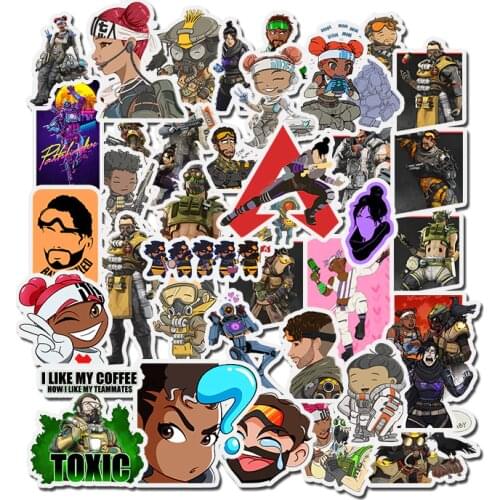50pcs Hot Game Apex Legends Cool Funny Stickers for Car Styling Motorcycle Luggage Phone Laptop Decals Sticker Kids Toys Gift