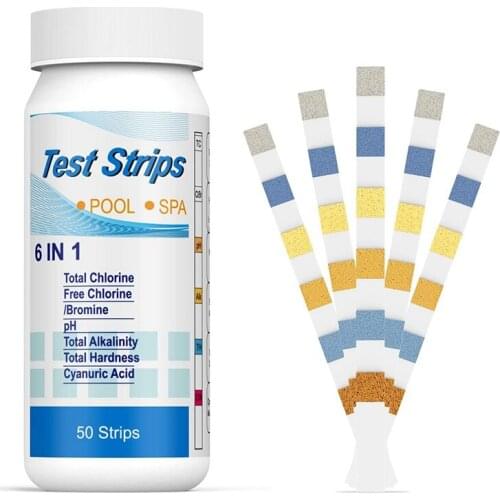 50Pcs Swimming Pool Water Quality Test Strip Ph Test Paper Total Hardness 6 in 1 Multi-Function Test Paper