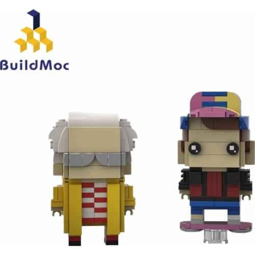 Buildmoc Dr. Brown and Marty McFly MOC-67603 Doc brown et marty mcfly bttf 2 by Headsbrick Breakheadz Childrens toys Doll mode